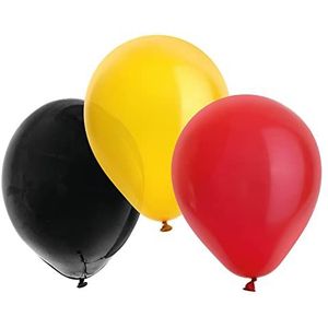Folat 31097 Ballonnen Zwart-Geel-Rood 23cm - 50 stuks WK EK voetbal Rode Duivels