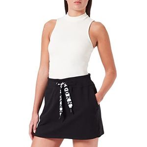 DKNY Sport Vrouwen Two Tone Logo Trekkoord Relaxed Skirt, Zwart, Medium