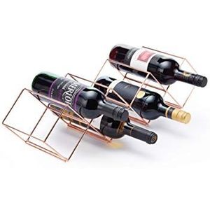 Bar Craft wijnrek stapelbaar voor 7 koperen flessen, 8 x 16 x 26 cm