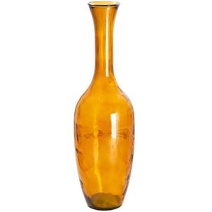 GILDE Grote decoratieve vaas XL vloervaas van gerecycled glas - glazen vaas Arturo - decoratie woonkamer kleur: oranje-geel - hoogte 65 cm