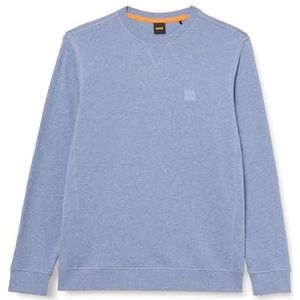 BOSS Westart Relaxed-Fit sweatshirt van katoen met logo-patch, Open Blue485, M