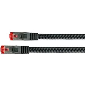 PYTHON Cat.6 RJ45 Ethernet LAN-patchkabel met vergrendelingsbescherming en nylon vlecht, S/FTP, PiMF, PVC, 250MHz, OFC, Gigabit geschikt (10/100/1000-Base-T Ethernet-netwerken) - zwart, 30 m