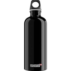 SIGG - Aluminium drinkfles - Traveller zwart - klimaatneutraal gecertificeerd - geschikt voor koolzuurhoudende dranken - lekvrij - vederlicht - BPA-vrij - zwart - 0,6 l