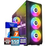 GMR Power - Gaming PC - Ryzen 7 - 16 GB RAM - 1000 GB SSD - RX 580 Radeon - Windows 11 Pro - Wifi en Bluetooth