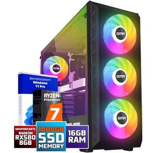 GMR Power - Gaming PC - Ryzen 7 - 16 GB RAM - 1000 GB SSD - RX 580 Radeon - Windows 11 Pro - Wifi en Bluetooth
