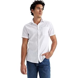 DeFacto Kurazarm hemd voor heren met korte mouwen, wit, XXL