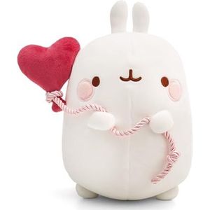 Knuffel MOLANG met hart ballon 24cm in geschenkverpakking wit -Zacht pluche speelgoed, een schattig knuffeldier voor kinderen en volwassenen. Perfect om mee te knuffelen en een geweldig cadeau-idee