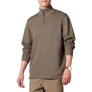 Amazon Essentials Lange mouwen Quarter-zip Franse Rib Trui, Bruin Heather,