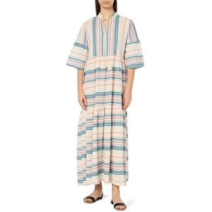 ZITHA Dames gestreepte maxi-jurk, Roze Turquoise Wolwit, S