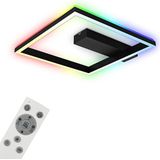 BRILONER - Plafondlamp RGB, Achtergrondverlichting plafondlamp LED, dimbaar, instelbare kleurtemperatuur, LED Frame RGB, afstandsbediening, zwart