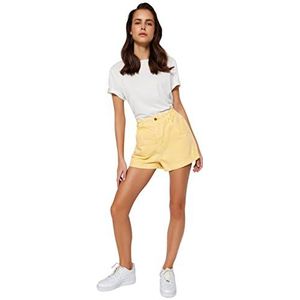 Trendyol Vrouwen hoge taille skinny fit shorts, geel,36, Geel, 62
