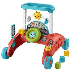 Fisher-Price 2-zijdige Stabiel Tempo Loopwagen (Engels), loopspeelgoed met autothema voor baby's, voor kinderen van 6 maanden tot 3 jaar, HJP47