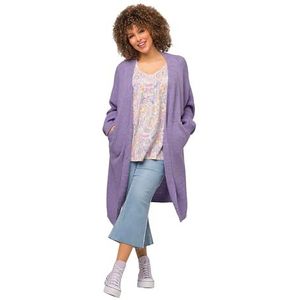Ulla Popken 816378 Grote maten plus size lang gebreide jas, eggshape, oversized, vleermuismouwen, lavendel, 50/52 Grote maten