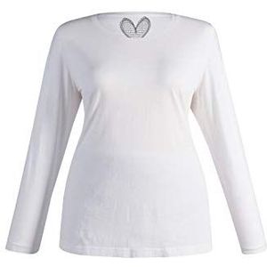 Ulla Popken basic shirt voor dames, ronde hals, slim, katoen met lange mouwen