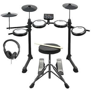 Axus AXK4 Electronic Drum Kit Starter Pack Voor Beginners Met Stille Mesh Drumkussens, Sticks, Ontlasting En Hoofdtelefoon