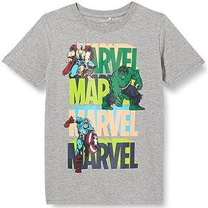 NAME IT Nkmjiri Marvel Ss Top Mar T-shirt voor jongens, gemengd grijs, 122/128 cm