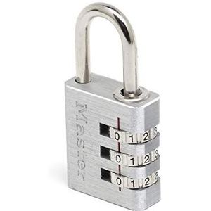 Master Lock 7630EURD cijferslot, hangslot van aluminium, grijs, 3 x 6,5 x 1,3 cm