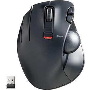 ELECOM M-XT4DRBK Wireless Trackball Mouse voor linkshandig, EX-G Series L Size 2,4 GHz 6 knoppen zwart