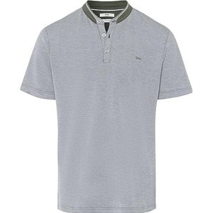 BRAX Poloshirt voor heren in sportieve tweekleurige look met opstaande kraag, pollux piqué, olijfgroen, L, olijfgroen, L