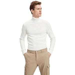 DeFacto Heren gebreide trui lange mouwen ronde hals sweater - slim fit trui voor heren tops (ecru, XL), ecru, XL