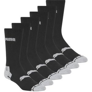 PUMA Heren 6 Pack Crew Socks 6 Pack Crew Socks, zwart/grijs, 10-13