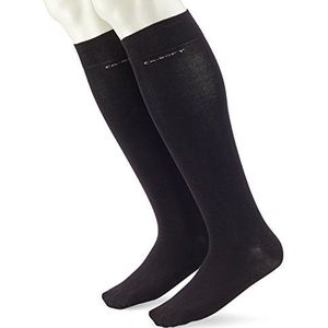 Camano Uniseks set van 2 kniekousen met zachte tailleband voor volwassenen, sokken van katoen, zwart (05 black), 39-42 EU