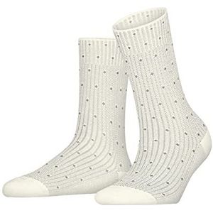 FALKE Rib Dot Sokken voor dames, duurzaam biologisch katoen, dun patroon, 1 paar, wit (Woolwhite 2060), 42 EU