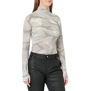G-STAR RAW Women's Turtle Neck Slim AOP ls T-Shirt, Multicolor (Cool Grey Woodland Camo C565-D436), M