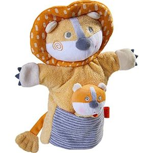 Haba Handpop Leeuw Met Baby Junior 30 X 22 Cm Polyester Oranje