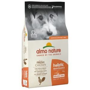 Almo Nature Holistic Adult Dog Maintenance XS/S met verse kip en rijst, compleet droogvoer voor volwassen honden van kleine rassen, 12 kg