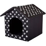 Hobbydog R2 BUDCWL2 Doghouse R2 44 x 38 cm Zwart met Paws, S, Zwart, 700 g