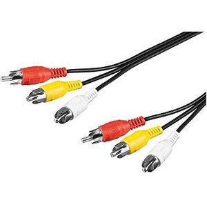 Goobay 50383 Composite RCA-kabel 5 m / 3x RCA-stekker naar 3x RCA-stekker/RCA-kabel afgeschermd/subwooferkabel Blu Ray versterker HiFi/RCA-kabel 5 m/zwart