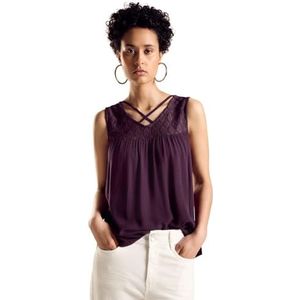 STREET ONE Top met kant, Dark Berry Purple, 40