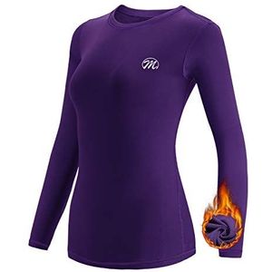 MEETWEE Thermo-set voor dames, thermo-ondergoed voor dames, skiondergoed, functioneel, ademend, warm, sneldrogend, Purper, XL