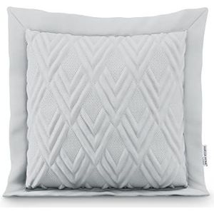 AmeliaHome Sierkussen kussensloop met vulling tweezijdig ultrasoon stiksel 45x45 cm Ophelia zilver