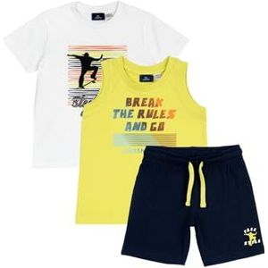 Chicco, Set van T-shirt, shorts en onderhemd, van 100% katoen, ideaal voor lente en zomer, kleding voor kinderen en jongens, Meerkleurig., 24 Maanden