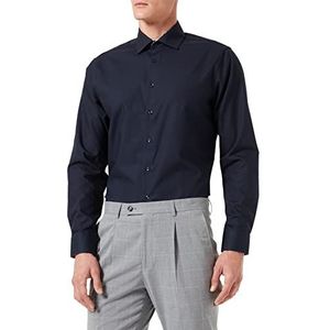 Seidensticker Zakelijk overhemd voor heren, shaped fit, strijkvrij, Kent-kraag, lange mouwen, 100% katoen, donkerblauw, 40