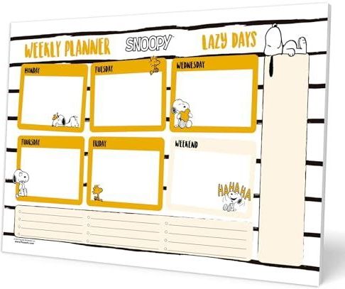Grupo Erik A4 Weekplanner Snoopy Lazy Days - Bureauplanner met 54 afscheurbare vellen - Tafelkalender