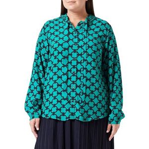 Seidensticker Damesblouse, modieuze blouse, regular fit, opstaande kraag met strik, lange mouwen, 100% viscose, groen, 34