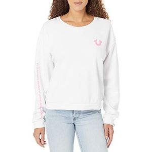 True Religion Dames Crewneck Fleece Reflective Horseshoe White Sweatshirt