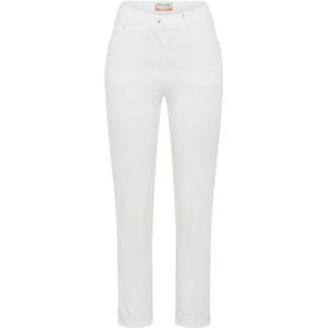 Laura 6/8 deco light denim in een 6/8-vorm met steentjes op de zoom, wit (99), 29W / 32L