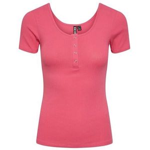 PIECES Pckitte Ss Top Noos T-shirt voor dames, roze (hot pink), M
