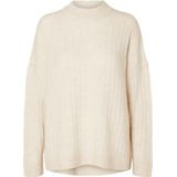 SELECTED - MALINE - Trui - Lichtbeige - Merino Wol - Losse Pasvorm