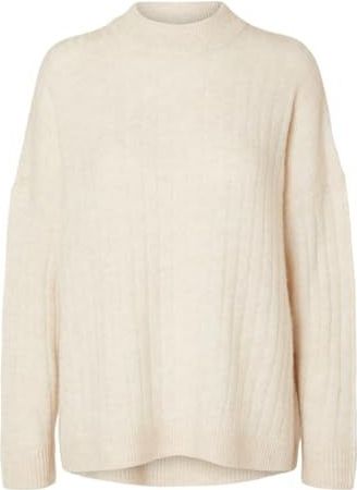 SELECTED - MALINE - Trui - Lichtbeige - Merino Wol - Losse Pasvorm