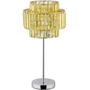 Relaxdays tafellamp kristal, E14, voor woonkamer & slaapkamer, HxØ: 50,5 x 24 cm, stijlvolle nachtkastlamp, goud/zilver