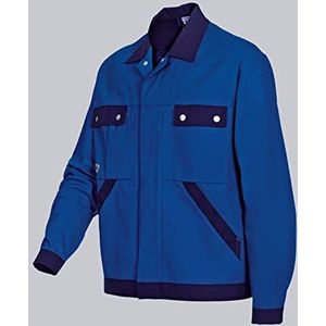 BP 1454-720-113-64/66 werkjas, verborgen drukknoopband en zakken, 305,00 g/m² versterkt katoen, koningsblauw/donkerblauw, 64/66