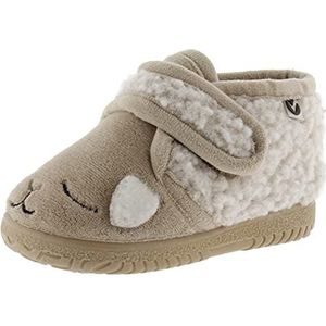 Victoria Ojalá Unisex Fur Slippers Animals & Strap & Matching Sole 105119 for Kids BEIGE 25