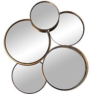 DONREGALOWEB Wandspiegel en metalen spiegel van 5 cirkels, goudkleurig