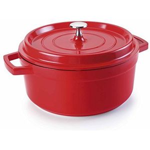 Lacor 25920 Kookpan 20 cm - Gegoten Aluminium - Rood - Inclusief Deksel - 2,4 l - Geschikt voor Inductie