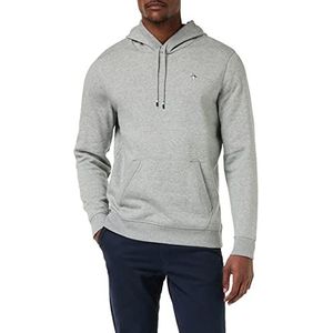 Original Penguin Heren L/S Sticker Pete Pullover Fleece Hoodie Hooded Sweatshirt, Regen Heather, L